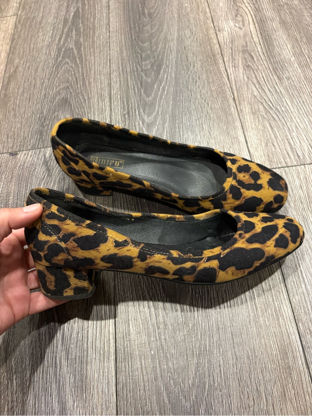 Leopard Print Block Heel Pumps - Women's Brown/Black